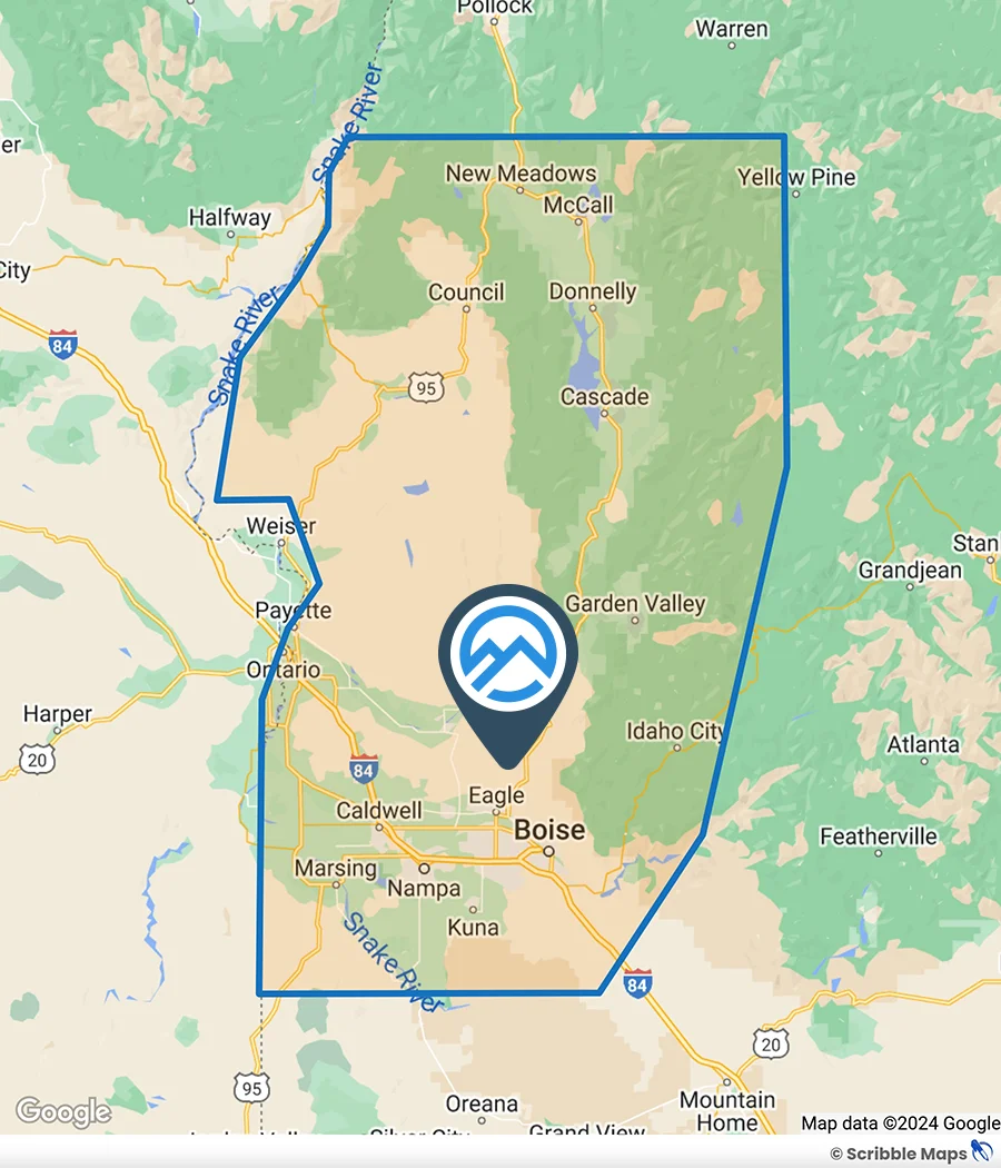 Sawtooth Pest Control Service Area Map Idaho